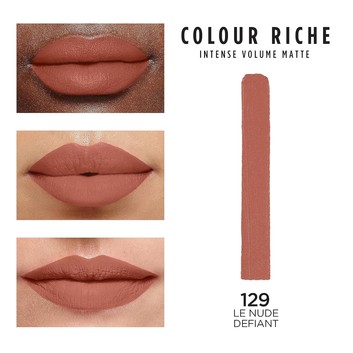 L'ORÉAL PARIS Colour Riche Intense Volume Matte Lipstick, 129 Le Nude Defiant, 0.06 oz-071249682128-LR-351841-2-LR eShop