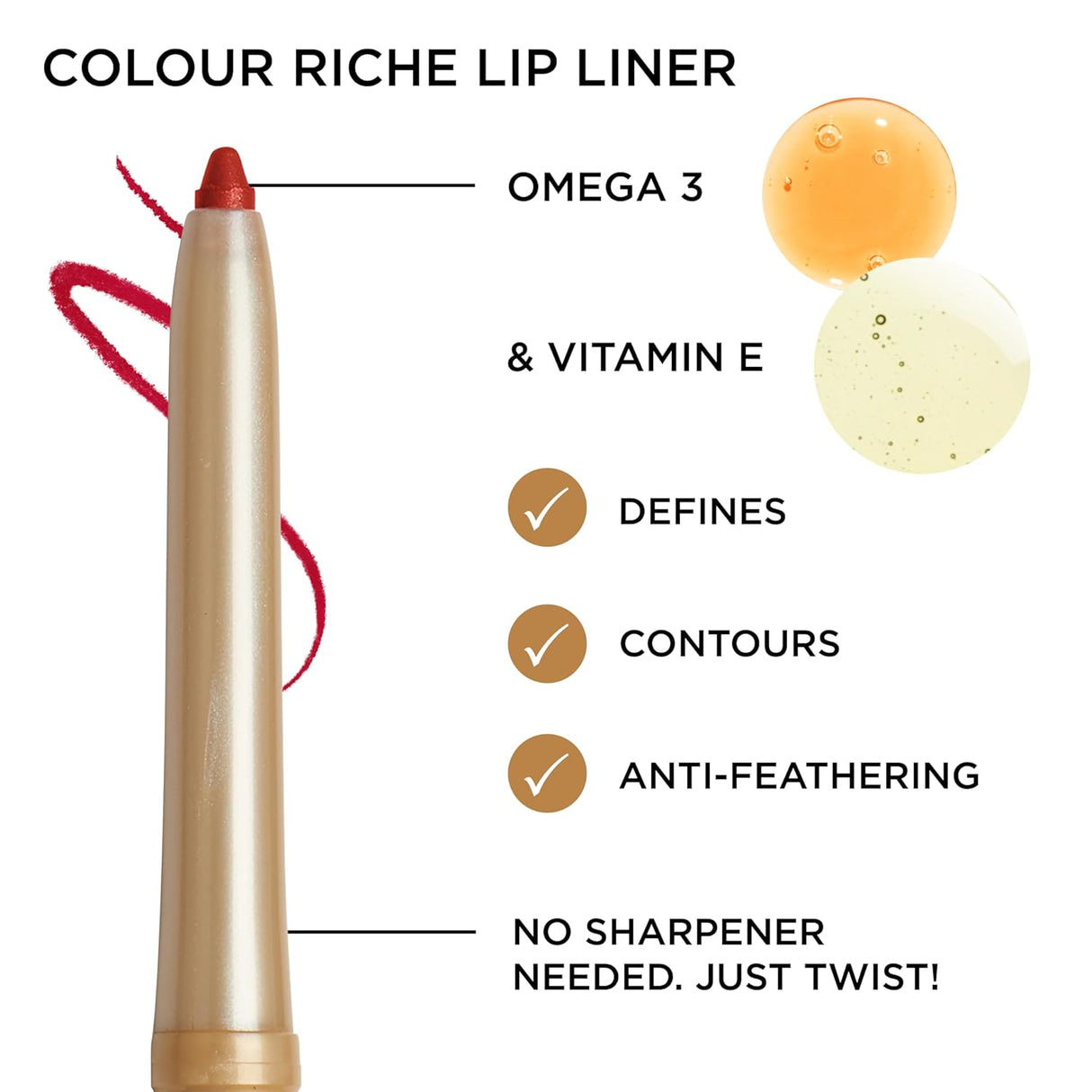 L'ORÉAL PARIS Colour Riche Lip Liner with Omega 3 and Vitamin E, 773 Truly Burgundy, 0.007 oz.-071249046234-LR-132655-3-LR eShop