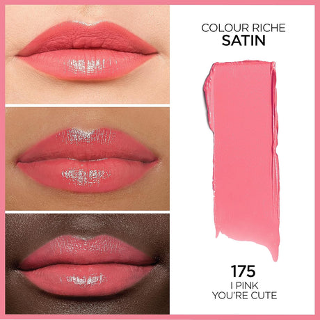 L'ORÉAL PARIS Colour Riche Original Satin Lipstick for Moisturized Lips, 165 I Pink You're Cute, 0.13 oz.-071249256213-LR-250519-2-LR eShop