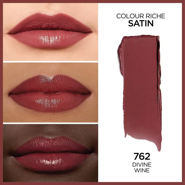 L'ORÉAL PARIS Colour Riche Original Satin Lipstick for Moisturized Lips, 762 Divine Wine, 0.13 oz.-071249083727-LR-172534-2-LR eShop
