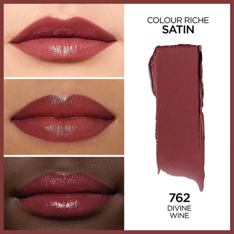 L'ORÉAL PARIS Colour Riche Original Satin Lipstick for Moisturized Lips, 762 Divine Wine, 0.13 oz.-071249083727-LR-172534-2-LR eShop