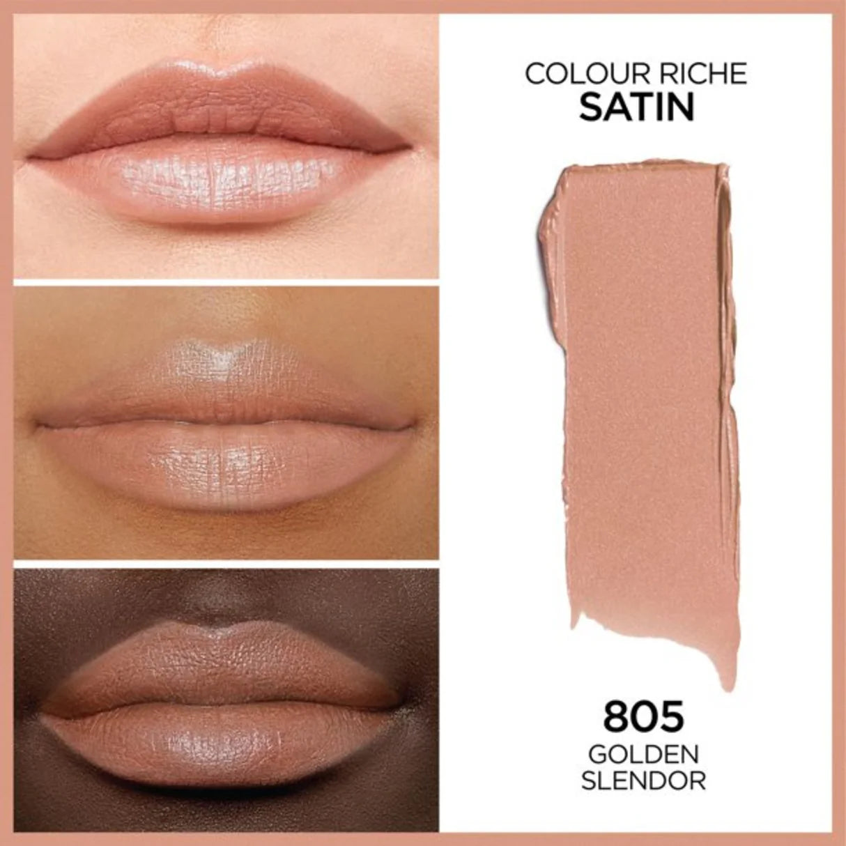 L'ORÉAL PARIS Colour Riche Original Satin Lipstick for Moisturized Lips, 805 Golden Splendor 0.13 oz.-071249083512-LR-172531-2-LR eShop
