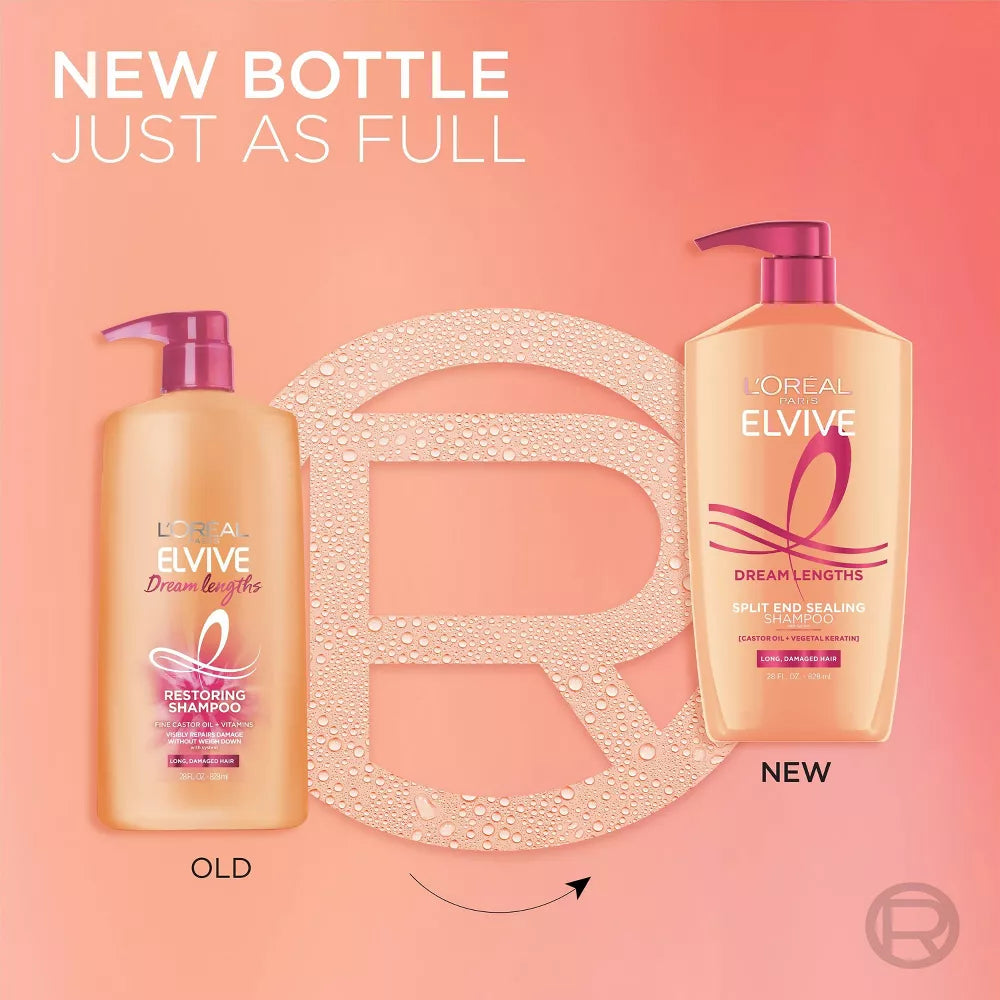 L'ORÉAL PARIS Elvive Dream Lengths Restoring Shampoo for Long, Damaged Hair, 28 oz-071249420638-LR-361626-8-LR eShop