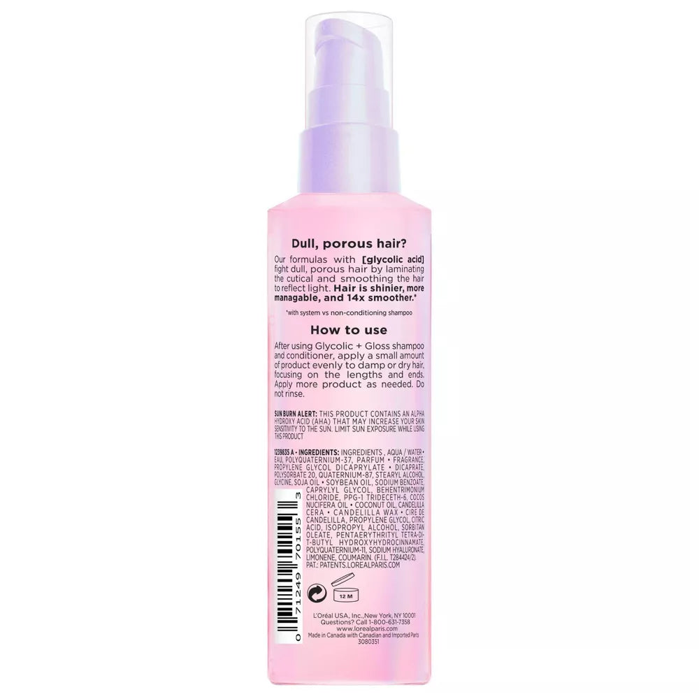 L'ORÉAL PARIS Elvive Glycolic Gloss High Shine Leave-in Hair Serum, 4.4 oz-071249701553-LR-361980-11-LR eShop