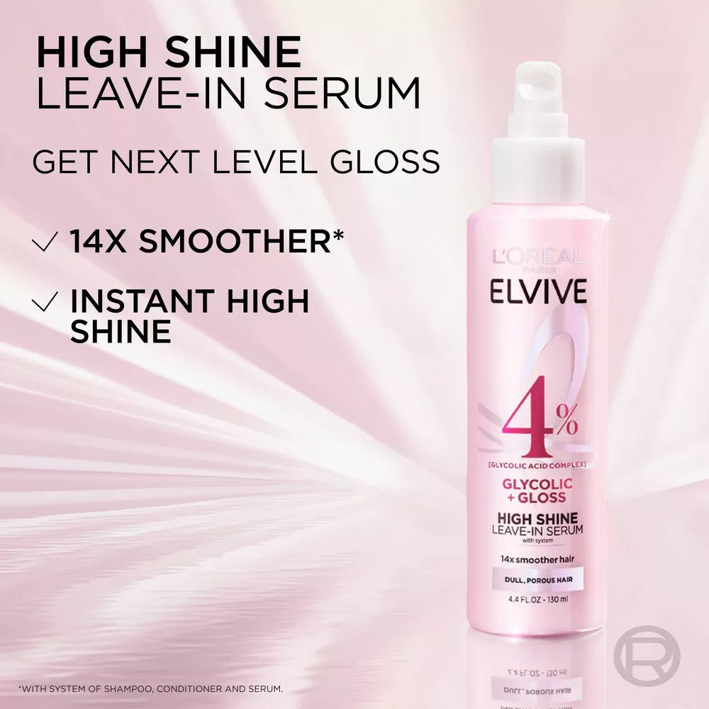 L'ORÉAL PARIS Elvive Glycolic Gloss High Shine Leave-in Hair Serum, 4.4 oz-071249701553-LR-361980-7-LR eShop