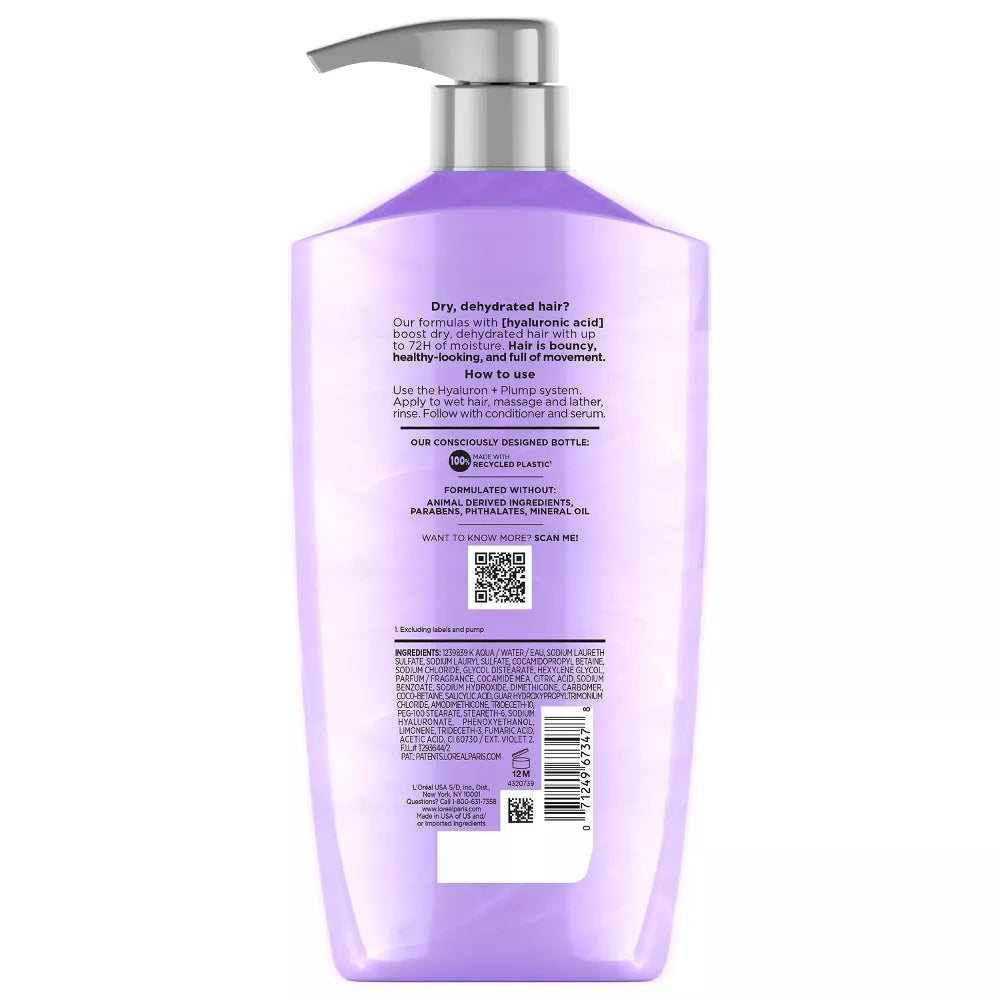 L'ORÉAL PARIS Elvive Hyaluron Plump Hydrating Shampoo for Dry Hair, 28 oz-071249673478-LR-361636-2-LR eShop
