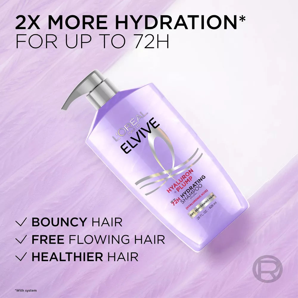L'ORÉAL PARIS Elvive Hyaluron Plump Hydrating Shampoo for Dry Hair, 28 oz-071249673478-LR-361636-6-LR eShop