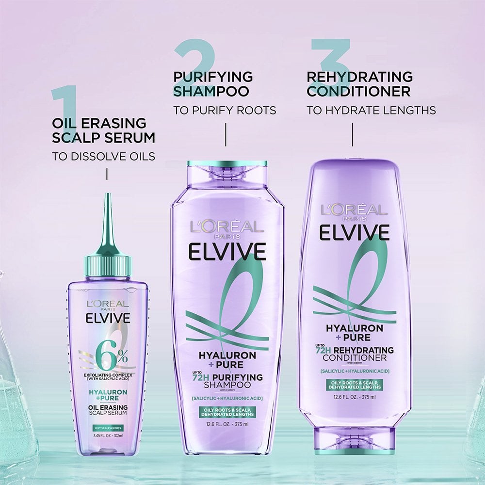 L'ORÉAL PARIS Elvive Hyaluron + Pure 72H Rehydrating Conditioner for Oily Roots and Scalp, 12.6 oz-071249680742-LR-361638-6-LR eShop