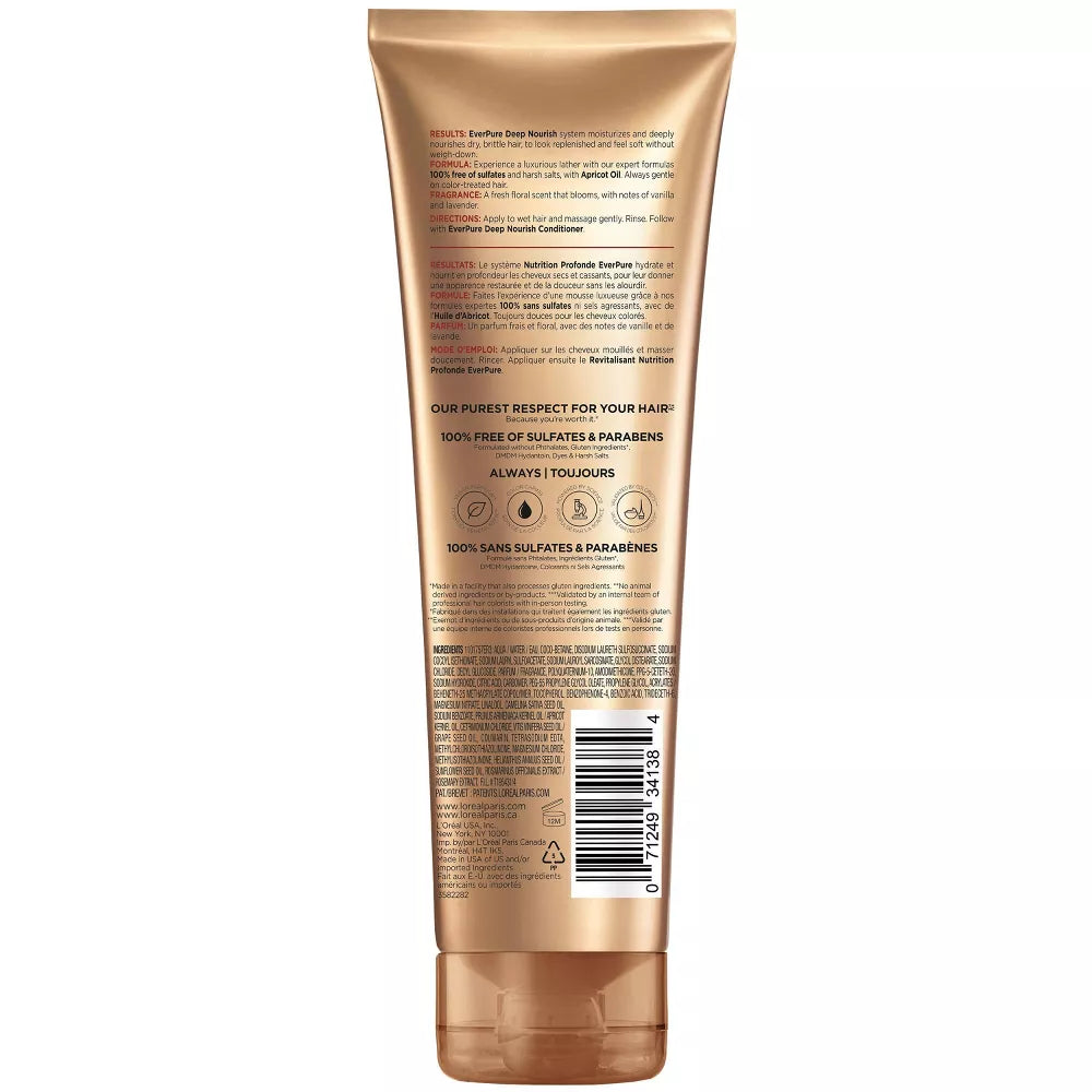 L'ORÉAL PARIS EverPure Creme Sulfate Free Deep Nourish Shampoo, 8.5 oz-071249341384-LR-361615-2-LR eShop