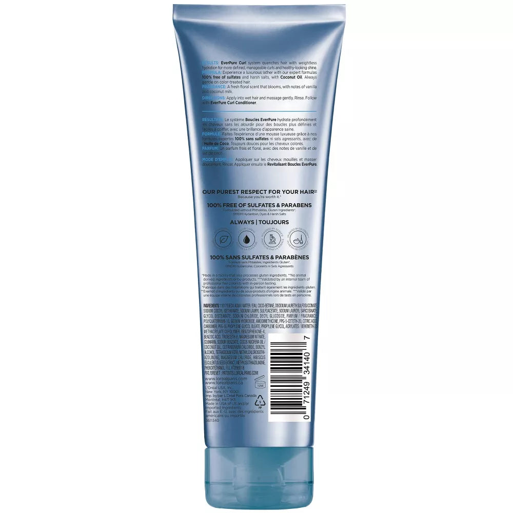 L'ORÉAL PARIS EverPure Curl Sulfate-Free Coconut Oil Hydracharge Shampoo, 8.5 oz-071249341407-LR-361617-2-LR eShop