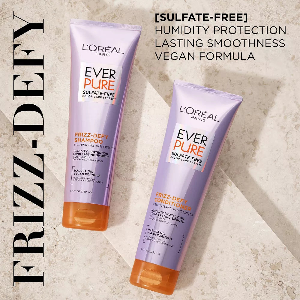 L'ORÉAL PARIS EverPure Frizz-Defy Sulfate Free Conditioner with Marula Oil, 8.5 oz-071249341315-LR-361612-2-LR eShop