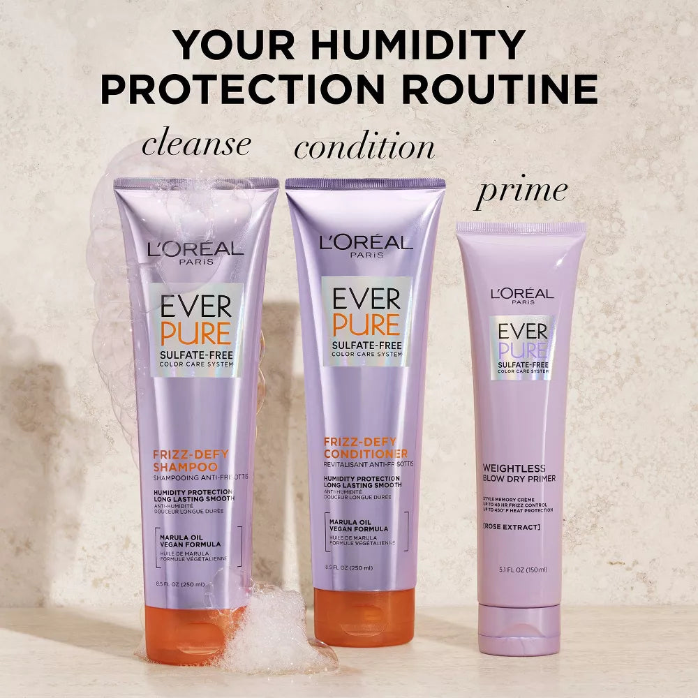 L'ORÉAL PARIS EverPure Frizz-Defy Sulfate Free Conditioner with Marula Oil, 8.5 oz-071249341315-LR-361612-7-LR eShop