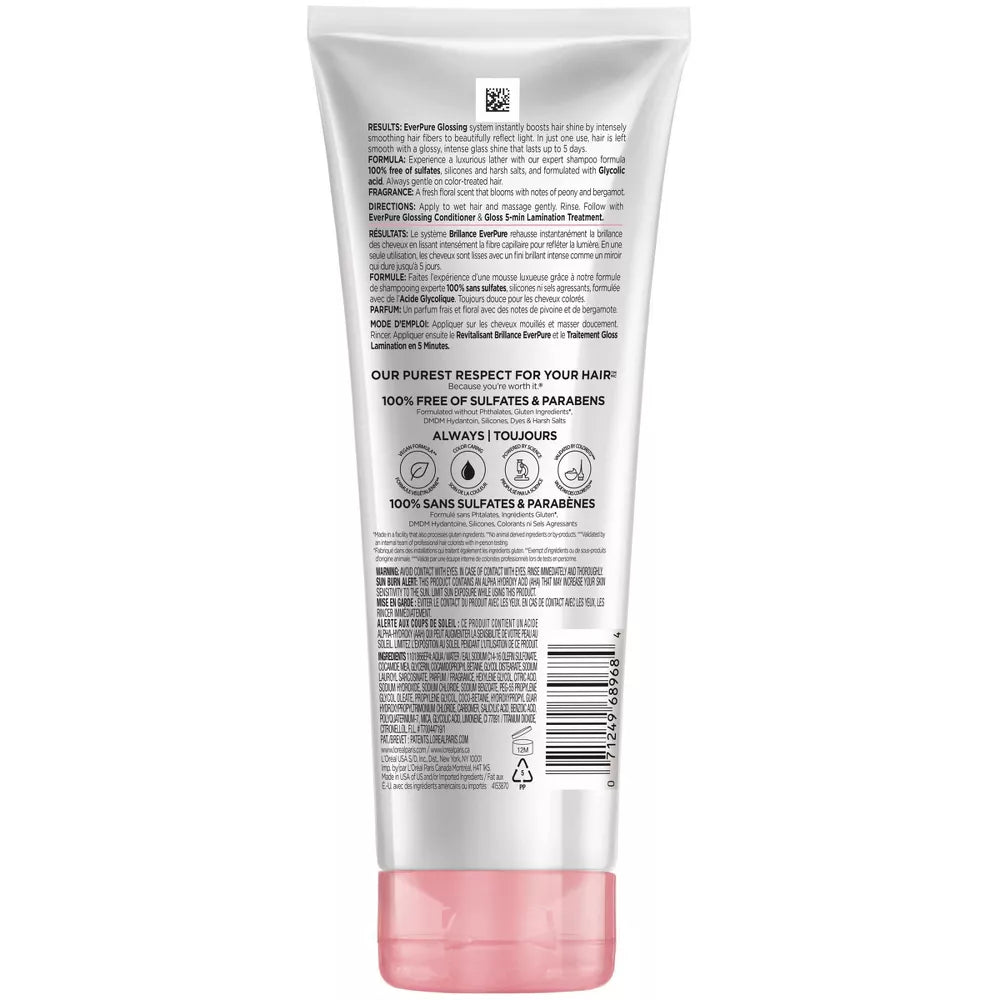 L'ORÉAL PARIS EverPure Sulfate Free Glossing Shampoo with Glycolic Acid, 6.8 oz-071249689684-LR-361640-2-LR eShop