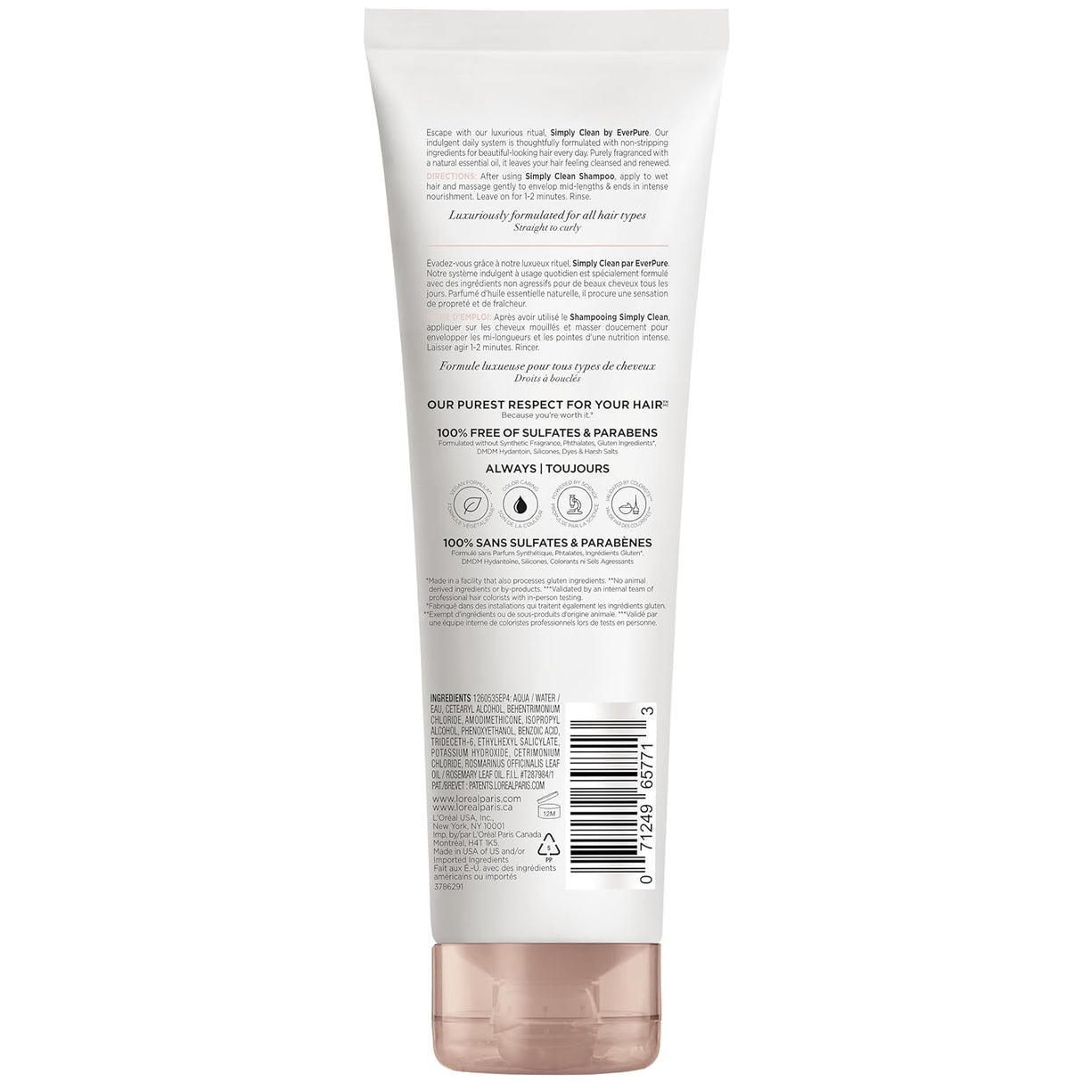 L'ORÉAL PARIS EverPure Sulfate Free Simply Clean Hair Conditioner, 8.5 oz-071249657713-LR-361633-9-LR eShop