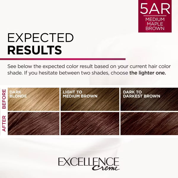 L'ORÉAL PARIS Excellence Triple Protection Permanent Hair Color, 5AR Medium Maple Brown, 6.3 fl. oz.-071249121443-LR-251754-5-LR eShop