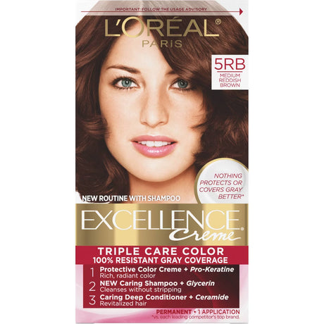 L'ORÉAL PARIS Excellence Triple Protection Permanent Hair Color, 5RB Medium Reddish Brown, 6.3 fl. oz.-071249210581-LR-229805-1-LR eShop