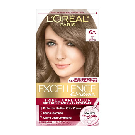 L'Oreal Paris Excellence Triple Protection Permanent Hair Color, 6A Light Ash Brown-071249210604-LR-229803-1-LR eShop