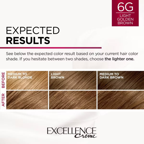 L'ORÉAL PARIS Excellence Triple Protection Permanent Hair Color, 6G Light Golden Brown, 6.3 fl. oz.-071249210611-LR-229802-5-LR eShop