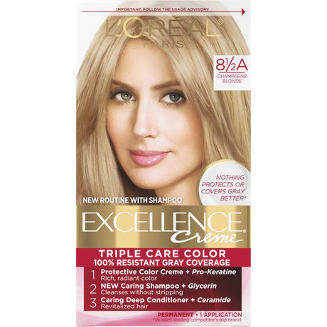 L'ORÉAL PARIS Excellence Triple Protection Permanent Hair Color, 8.5A Champagne Blonde, 6.3 fl. oz.-071249210741-LR-223445-1-LR eShop