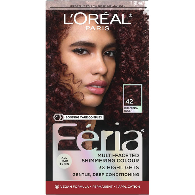 L'ORÉAL PARIS Feria Multi-Faceted Shimmering Permanent Hair Color - 42 Burgundy Blush-071249682432-LR-361781-1-LR eShop