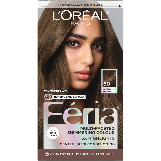 L'ORÉAL PARIS Feria Multi-Faceted Shimmering Permanent Hair Color - 50 Havana Brown-071249039625-LR-361711-1-LR eShop