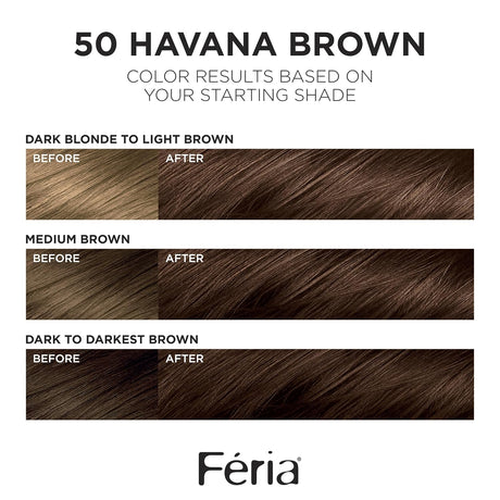 L'ORÉAL PARIS Feria Multi-Faceted Shimmering Permanent Hair Color - 50 Havana Brown-071249039625-LR-361711-2-LR eShop