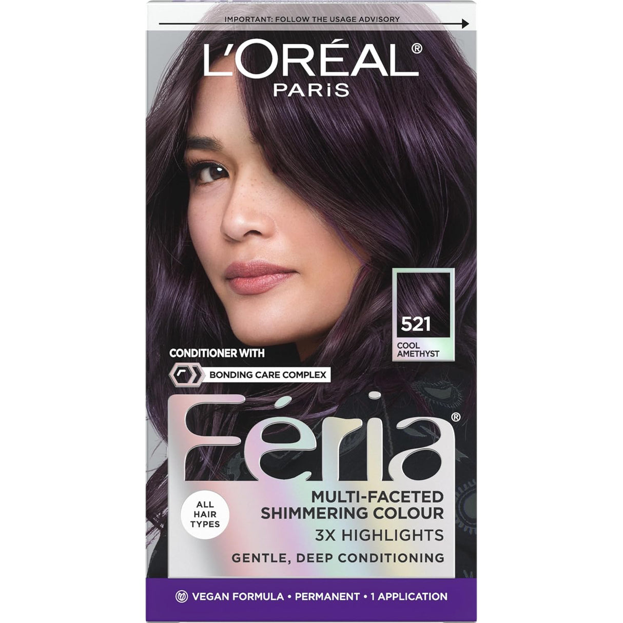 L'ORÉAL PARIS Feria Multi-Faceted Shimmering Permanent Hair Color - 521 Cool Amethyst-071249407943-LR-361773-1-LR eShop