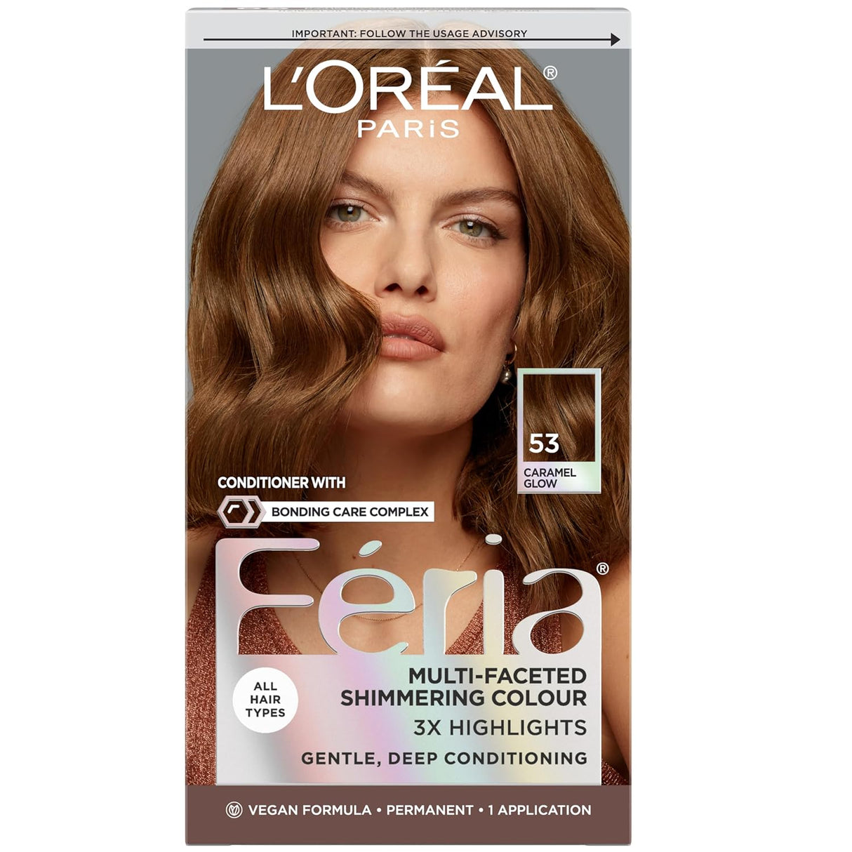 L'ORÉAL PARIS Feria Multi-Faceted Shimmering Permanent Hair Color - 53 Caramel Glow-071249705445-LR-361784-1-LR eShop