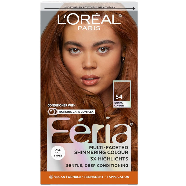 L'ORÉAL PARIS Feria Multi-Faceted Shimmering Permanent Hair Color - 54 Spiced Copper-071249705421-LR-361782-1-LR eShop