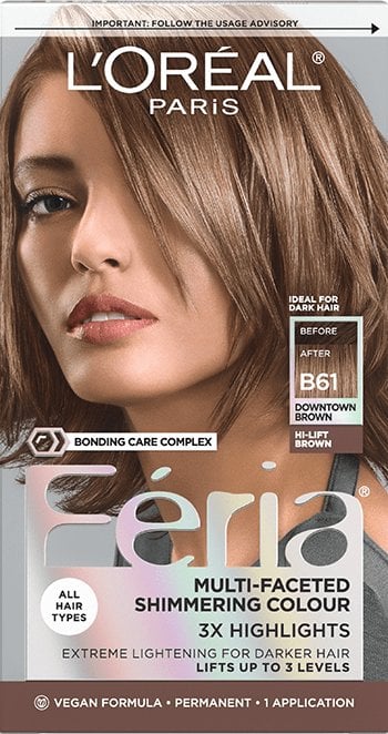 L'ORÉAL PARIS Feria Multi-Faceted Shimmering Permanent Hair Color - B61 Downtown Brown-071249218631-LR-361727-1-LR eShop