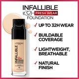 L'ORÉAL PARIS Infallible 32 Hour Fresh Wear Lightweight Foundation, 487 Warm Almond, 1 oz.-071249408117-LR-333990-4-LR eShop