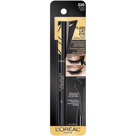 L'ORÉAL PARIS Infallible Flash Cat Eye Waterproof Brush Tip Liquid Eyeliner, 220 Black, 0.018 oz.-071249386033-LR-331882-1-LR eShop