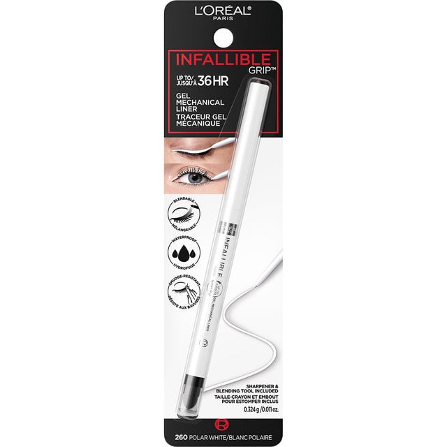 L'ORÉAL PARIS Infallible Grip Mechanical Gel Makeup Eyeliner, 260 Polar White, 0.01 oz-071249681503-LR-351843-1-LR eShop