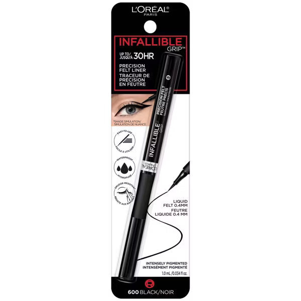L'ORÉAL PARIS Infallible Grip Precision Felt Tip Waterproof Eyeliner, 600 Black, 0.034 fl oz-071249664094-LR-345565-1-LR eShop
