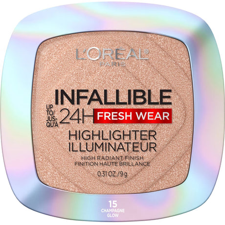 L'ORÉAL PARIS Infallible Longwear Up to 24HR Powder Highlighter, 015 Champagne Glow, 0.31oz-071249684726-LR-354577-1-LR eShop
