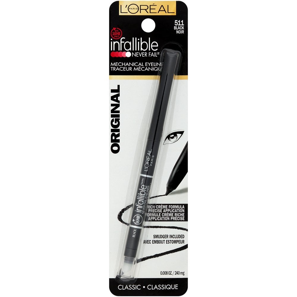 L'ORÉAL PARIS Infallible Never Fail Pencil Eyeliner with Built in Sharpener, 511 Black, 0.008 oz.-071249145234-LR-188107-1-LR eShop