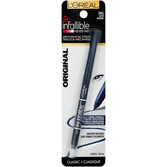 L'ORÉAL PARIS Infallible Never Fail Pencil Eyeliner with Built in Sharpener, 541 Navy, 0.008 oz.-071249206034-LR-221798-1-LR eShop