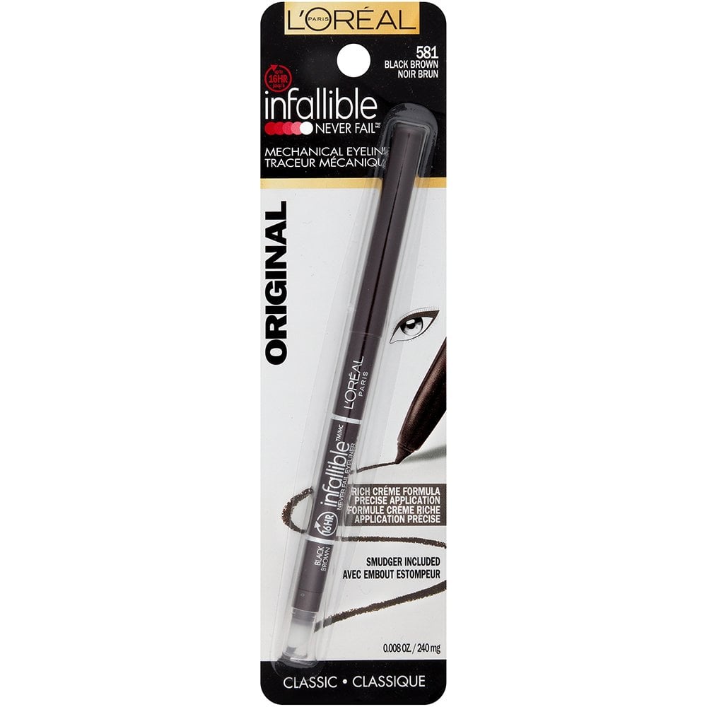 L'ORÉAL PARIS Infallible Never Fail Pencil Eyeliner with Built in Sharpener, 581 Black Brown, 0.008 oz.-071249145241-LR-188108-1-LR eShop