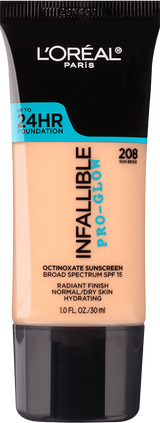 L'ORÉAL PARIS Infallible Pro-Glow Foundation, 208 Sun Beige, 1 fl. oz.-071249330500-LR-300989-1-LR eShop