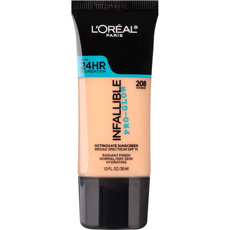L'ORÉAL PARIS Infallible Pro-Glow Foundation, 208 Sun Beige, 1 fl. oz.-071249330500-LR-300989-1-LR eShop