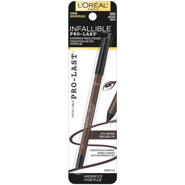 L'ORÉAL PARIS Infallible Pro-Last Waterproof, Up to 24HR Pencil Eyeliner, 940 Brown, 0.042 oz.-071249357255-LR-318748-1-LR eShop