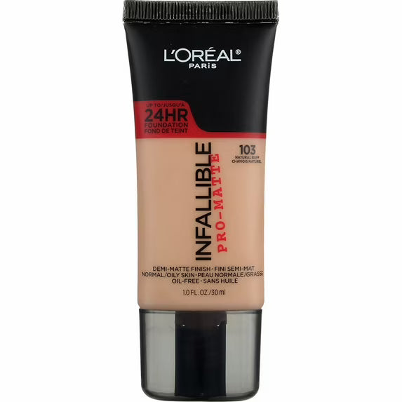 L'ORÉAL PARIS Infallible Pro-Matte Blendable Foundation, Oil Free, 103 Natural Buff, 1 fl. oz.-071249293027-LR-279705-1-LR eShop