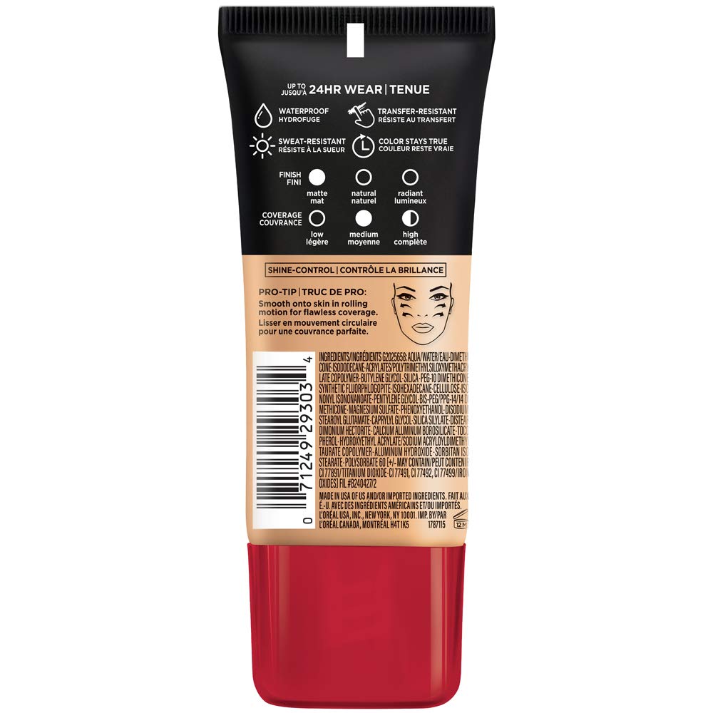 L'ORÉAL PARIS Infallible Pro-Matte Blendable Foundation, Oil Free, 104 Golden Beige, 1 fl. oz.-071249293034-LR-279710-3-LR eShop