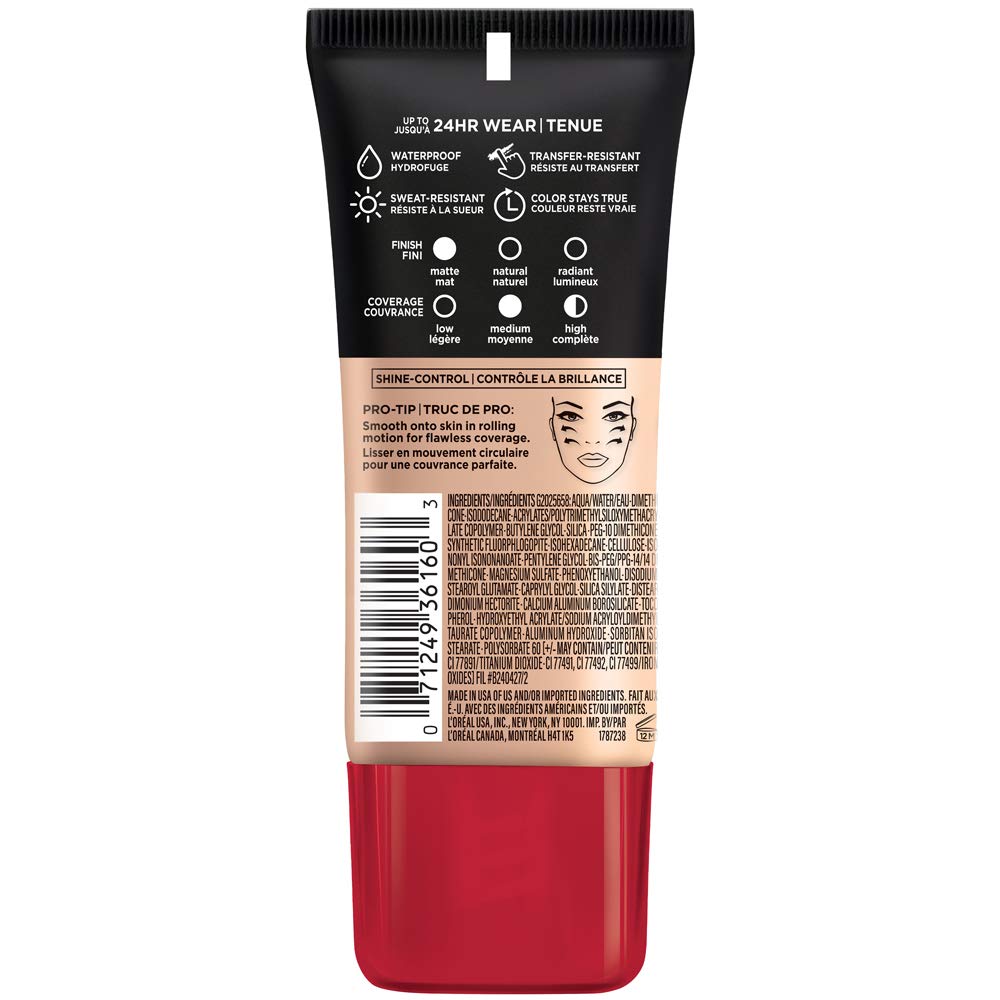 L'ORÉAL PARIS Infallible Pro-Matte Blendable Foundation, Oil Free, 104.5 Nude Buff, 1 fl. oz.-071249361603-LR-331894-3-LR eShop