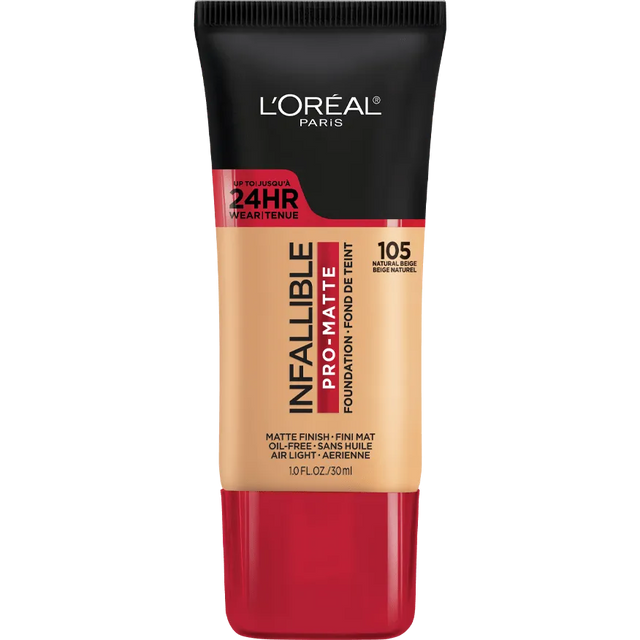 L'ORÉAL PARIS Infallible Pro-Matte Blendable Foundation, Oil Free, 105 Natural Beige, 1 fl. oz.-071249293041-LR-279704-1-LR eShop