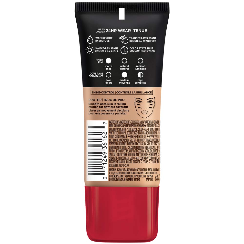 L'ORÉAL PARIS Infallible Pro-Matte Blendable Foundation, Oil Free, 107.5 Ivory Beige, 1 fl. oz.-071249361627-LR-331892-3-LR eShop