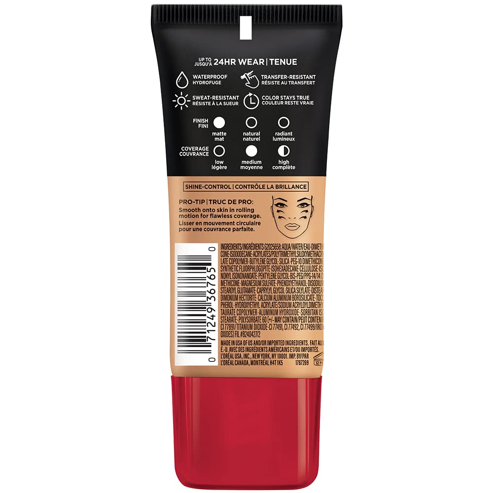 L'ORÉAL PARIS Infallible Pro-Matte Blendable Foundation, Oil Free, 108.5 Honey Bisque, 1 fl. oz.-071249367650-LR-331896-3-LR eShop