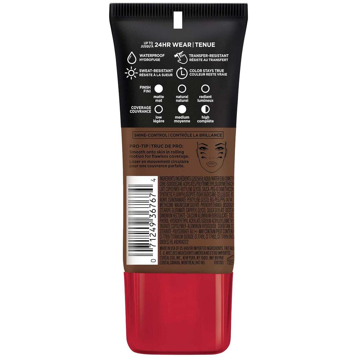 L'ORÉAL PARIS Infallible Pro-Matte Blendable Foundation, Oil Free, 114 Rich Chocolate, 1 fl. oz.-071249367674-LR-331897-3-LR eShop