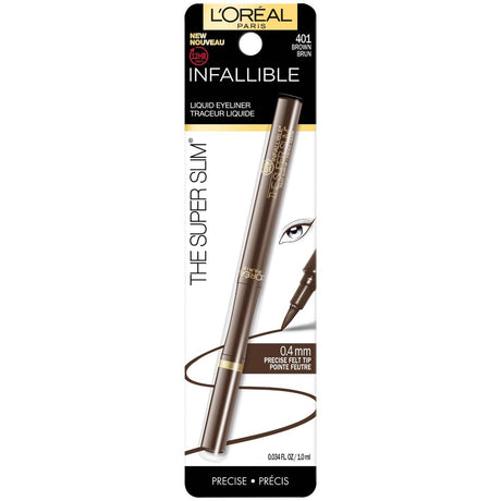 L'ORÉAL PARIS Infallible Super Slim Long-Lasting Liquid Eyeliner, 401 Brown, 0.034 fl. oz.-071249350126-LR-315137-1-LR eShop