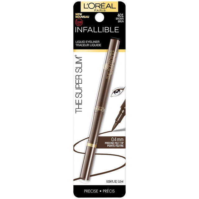 L'ORÉAL PARIS Infallible Super Slim Long-Lasting Liquid Eyeliner, 401 Brown, 0.034 fl. oz.-071249350126-LR-315137-1-LR eShop
